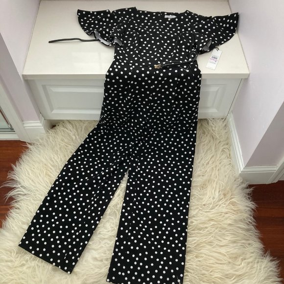 Calvin Klein Flutter Sleeved Belted Jumpsuit - Picture 2 of 8